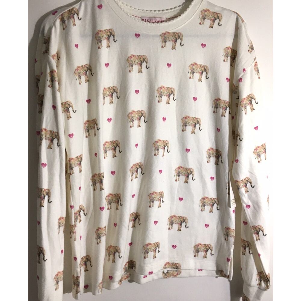 NWT PJ Salvage Women's Size XS Love A Ton Ivory Cozy Knit Pajama Lounge Top - Picture 2 of 4